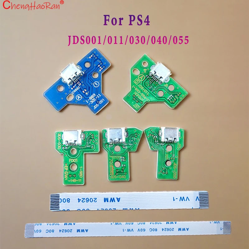 Фото 1 комплект для контроллера PS4, плата зарядки Micro USB, разъем для док-станции, 12 контактов, 14 контактов, JDS 001 011 030 040 055, соединительный кабель №1