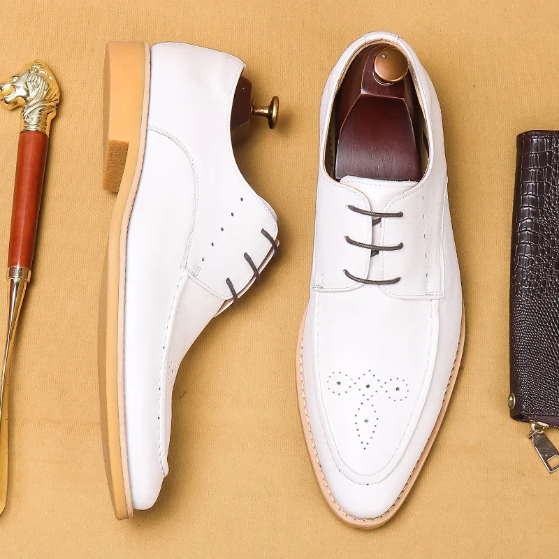 

Туфли мужские из натуральной воловьей кожи, роскошные дизайнерские, на шнуровке, Классическая деловая обувь, весна-лето