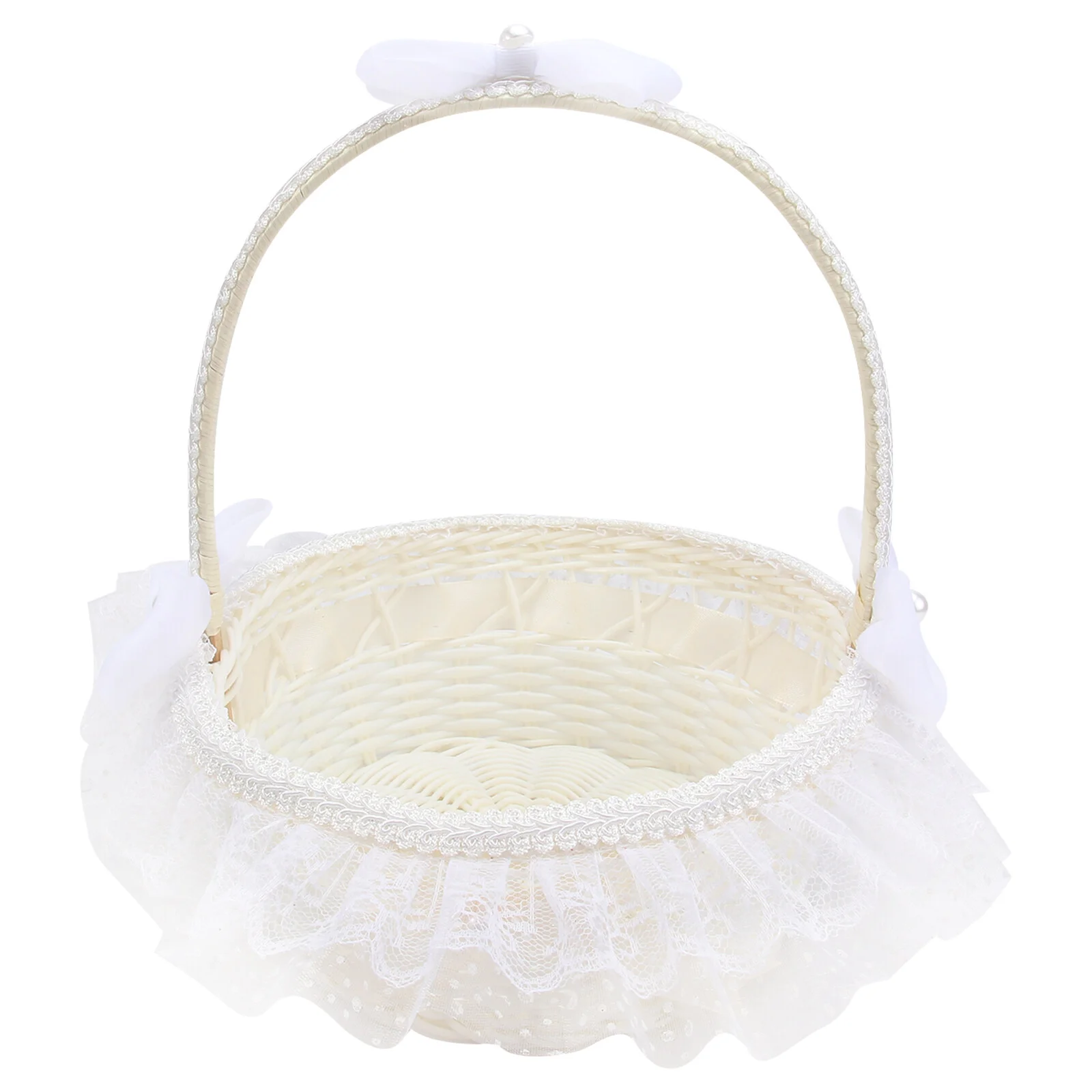 

1pc Wedding Flower Basket Lace Round Flower Basket Delicate Bride Gift Bags
