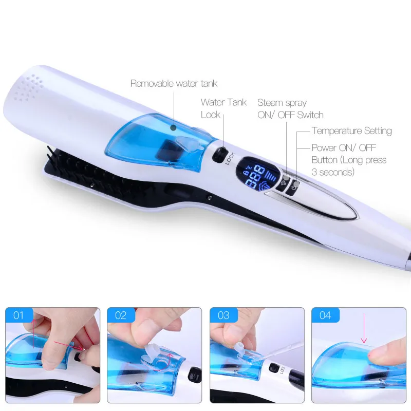 

Hair Straightener Brush Titanium Ceramic Flat Iron Professional Electric Hair Comb Fast Hair Straightener Brush