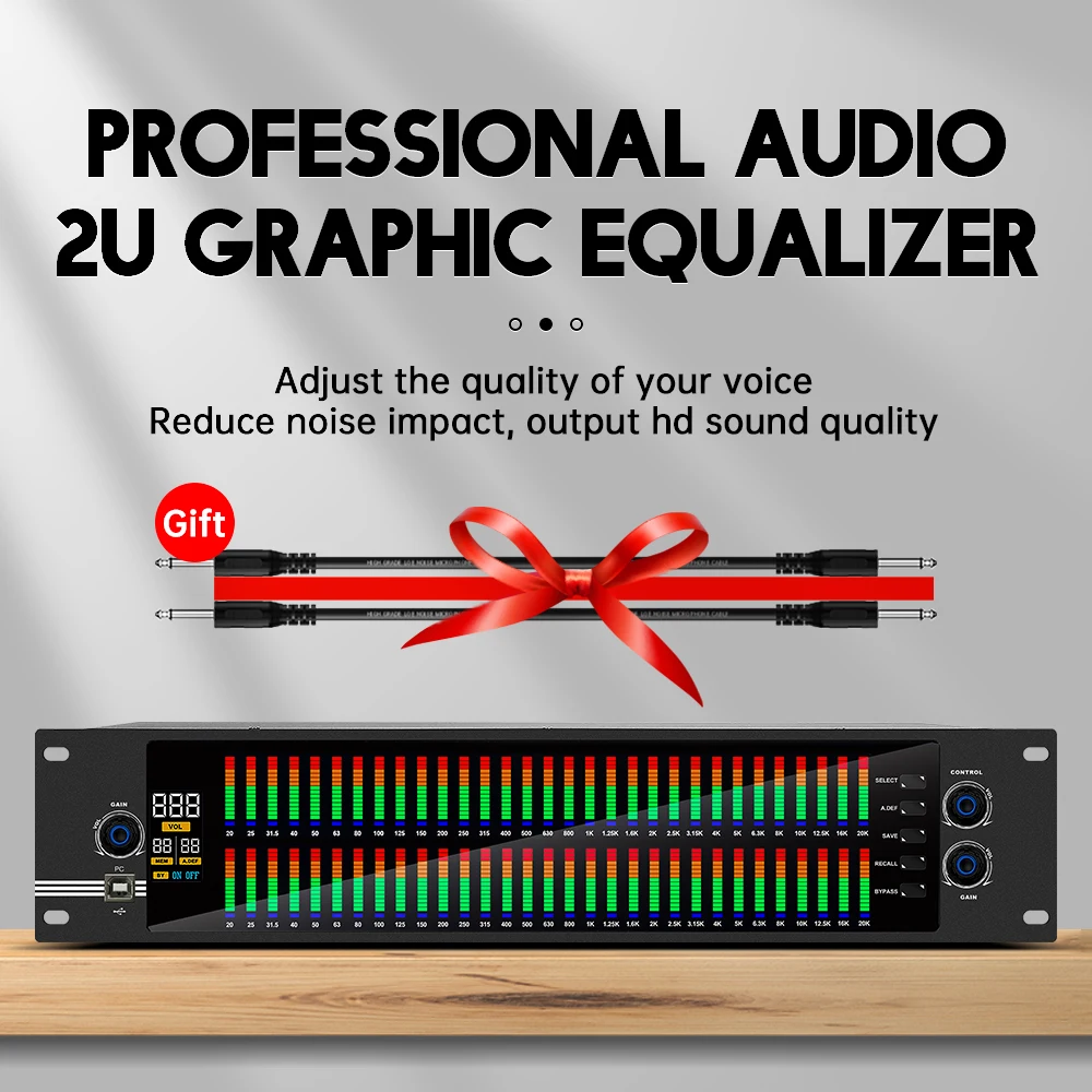 Professional DJ System New Graphic Equalizer 2U Dual 31 Bands Audio Digital Effect DSP Processor Stage Home Karaoke With Squelch