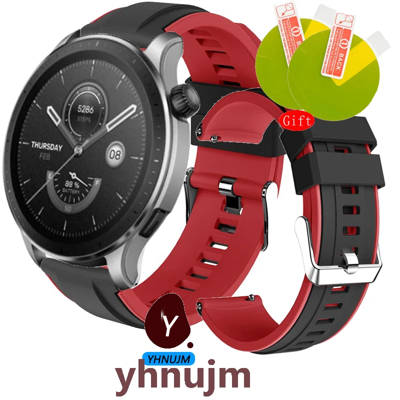 

Силиконовый ремешок для часов Huami Amazfit GTR 4, браслет для смарт-часов, браслет для Amazfit GTR4 с защитной пленкой