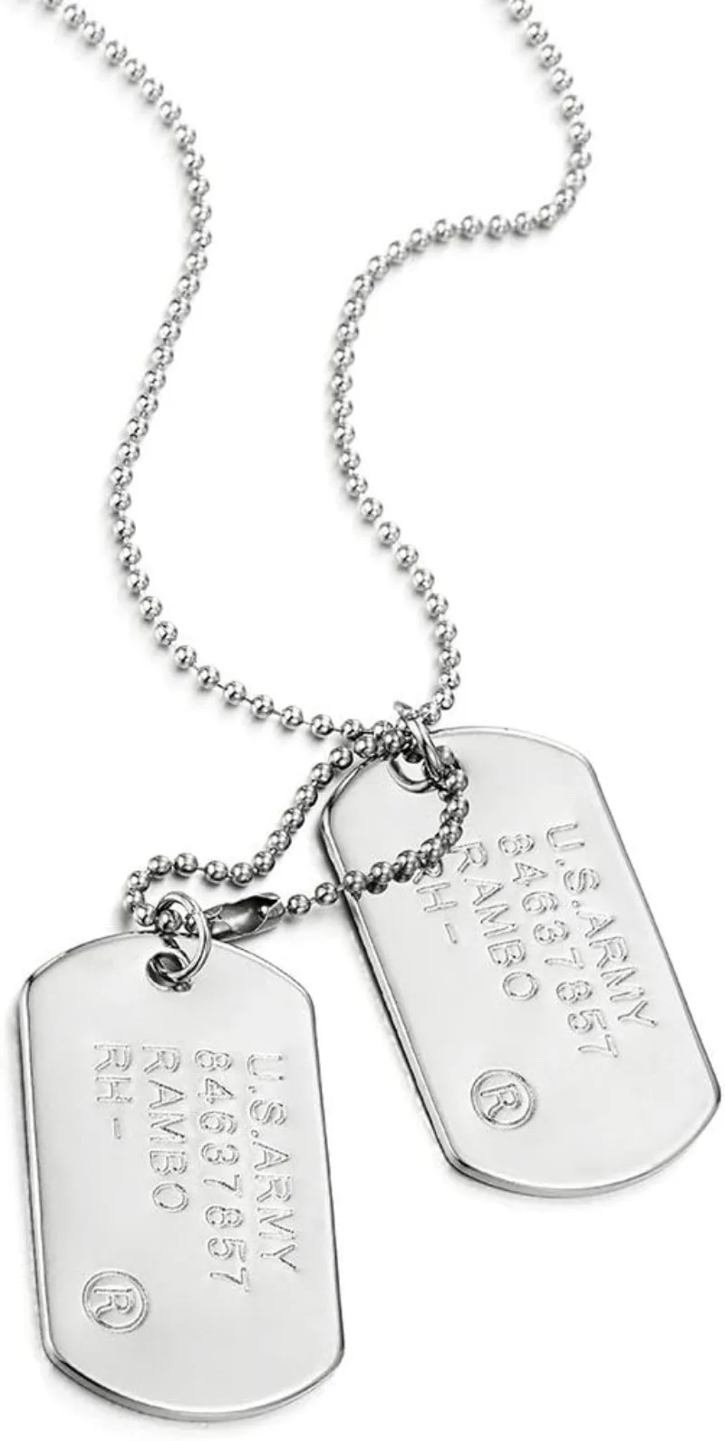Фото Классическое 2 шт., мужское военное армейское ожерелье с подвеской в виде собачьей бирки для мужчин, папа, мужа с цепочкой из бисера, ювелирные изделия на Рождество, день рождения, подарки №2