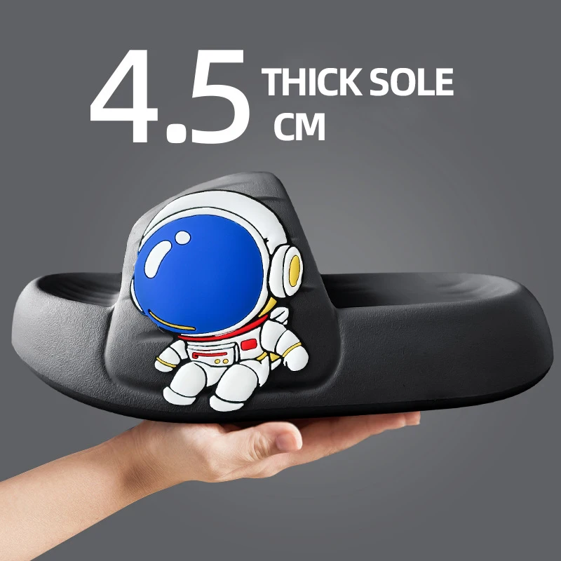 BEVERGREEN Thick Sole Cute Astronaut Women Slippers Bathroom Beach Indoor Sandals 2022 Summer New Couple Slides Soft Women Shoes