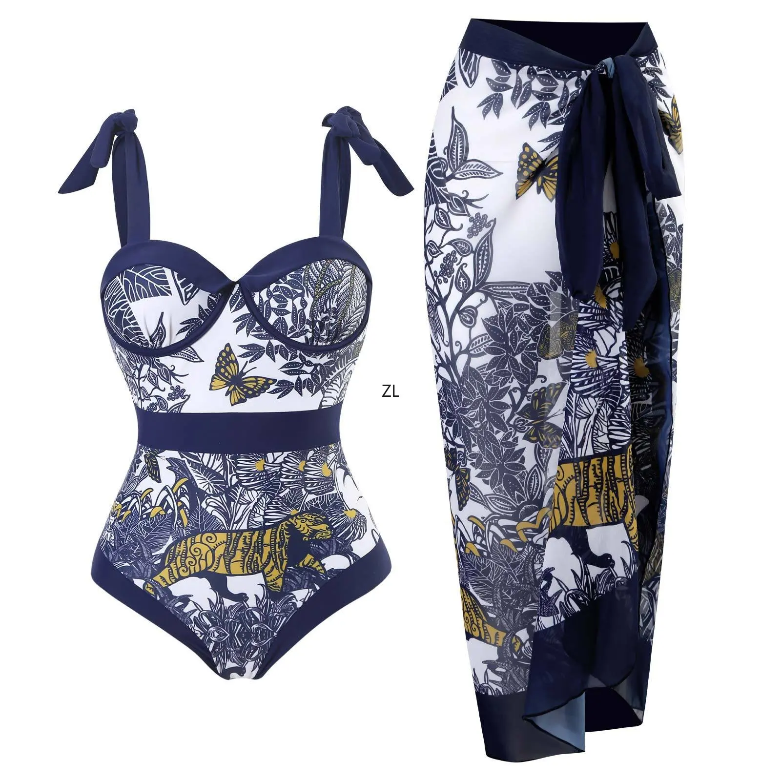 2023 New Fashion Two Pieces Swimsuit Bikini with Skirt Summer Women Bowknot Retro Swimwear Luxury Elegant Brazilian Bathing Suit