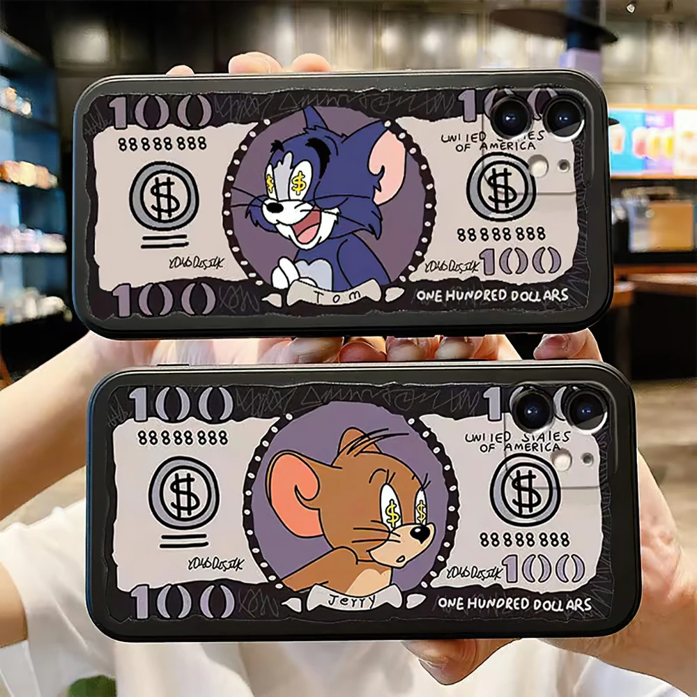 

Cartoon Tom And Jerry Phone Case For iPhone 11 12 13 Pro MAX 6 6S 7 8 Plus XS 12 13 Mini X XR SE 2020 Banknote Silicone Cover