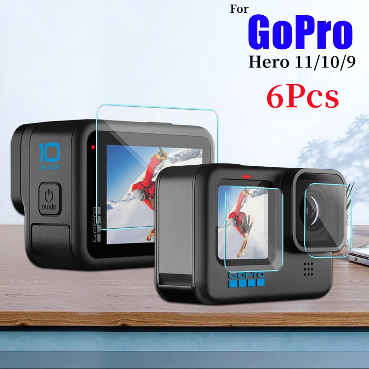 

Защитная пленка HD из закаленного стекла для телефона 10, 11 дюймов, защита для объектива экрана для GoPro Hero 10, черные аксессуары для спортивной к...