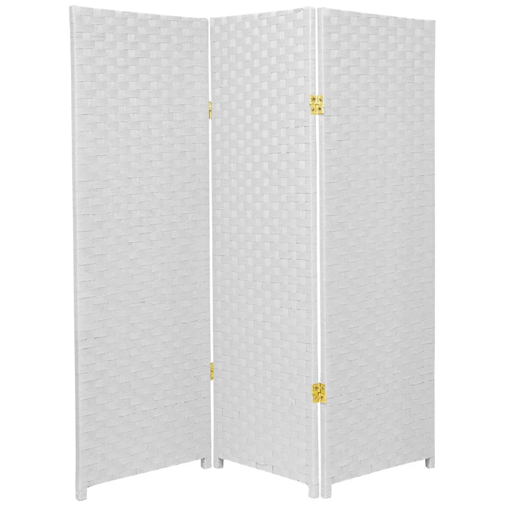 

Folding Room Screen Free Shipping 4 Ft. Tall Color Dyed Fiber Weave Panel Screen Room Divider - White - 3 Panel Separator Home