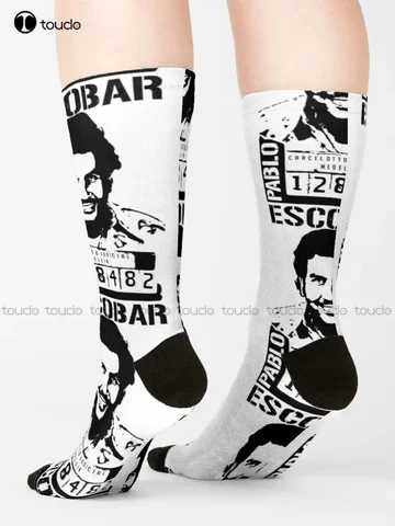 Носки Pablo Escobar Mugshot (черная версия) Pablo Escobar Plata O Plomo Colombian Drug Lord, подарок на заказ, уличные носки для скейтборда