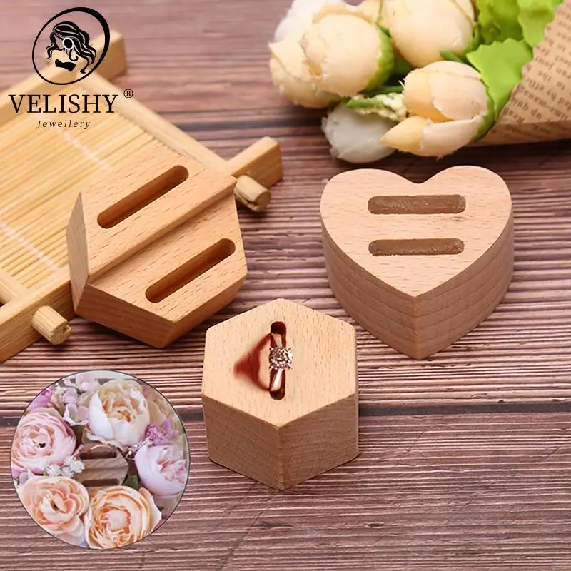 

Деревянное шестигранное кольцо в форме сердца, многофункциональная витрина для парных колец, держатель для ювелирных изделий, Подарочный д...