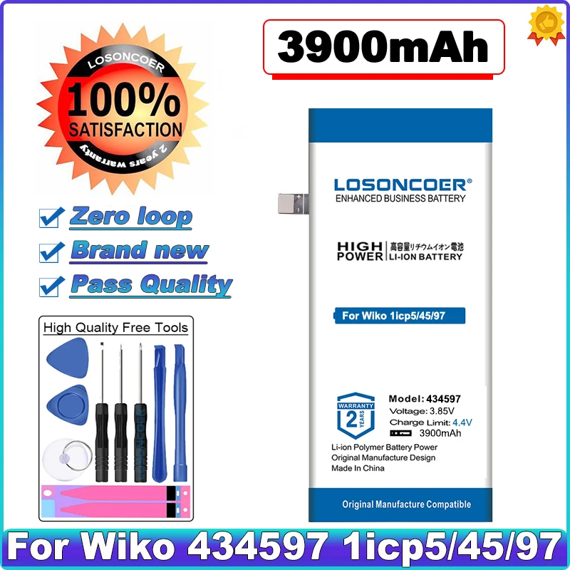 

LOSONCOER аккумулятор большой емкости 3900 мАч 434597 Аккумулятор для Wiko 434597 1icp 5/45/97 аккумулятор