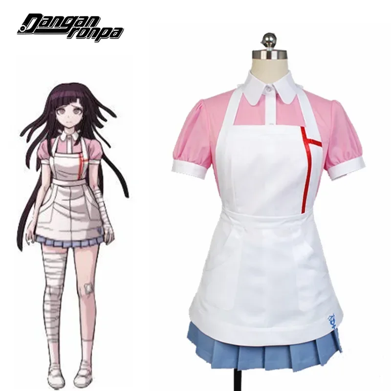 Dangan Ronpa 2 Mikan Tsumiki женский косплей костюм Хэллоуин рубашка + юбка фартук и марлевые