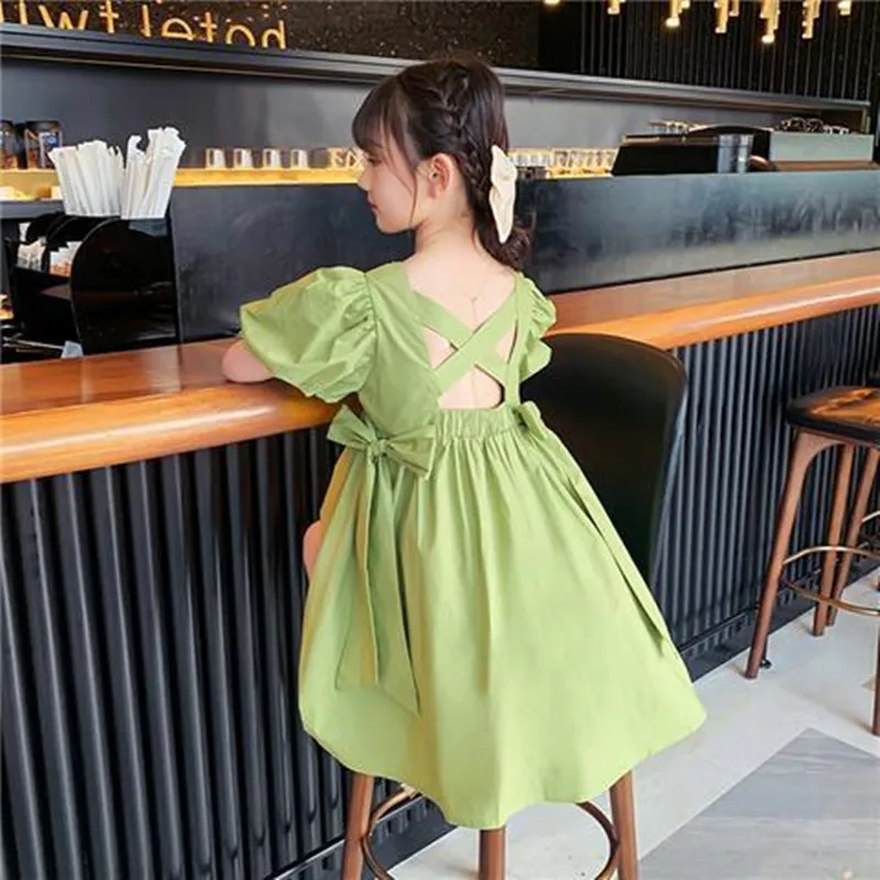 

Teenage Girls Solid Dress 2023 New Summer Kids Clothes Fashion Girl Children's 8 Princess Long Dress Girl Size 4 To 14 Years Old