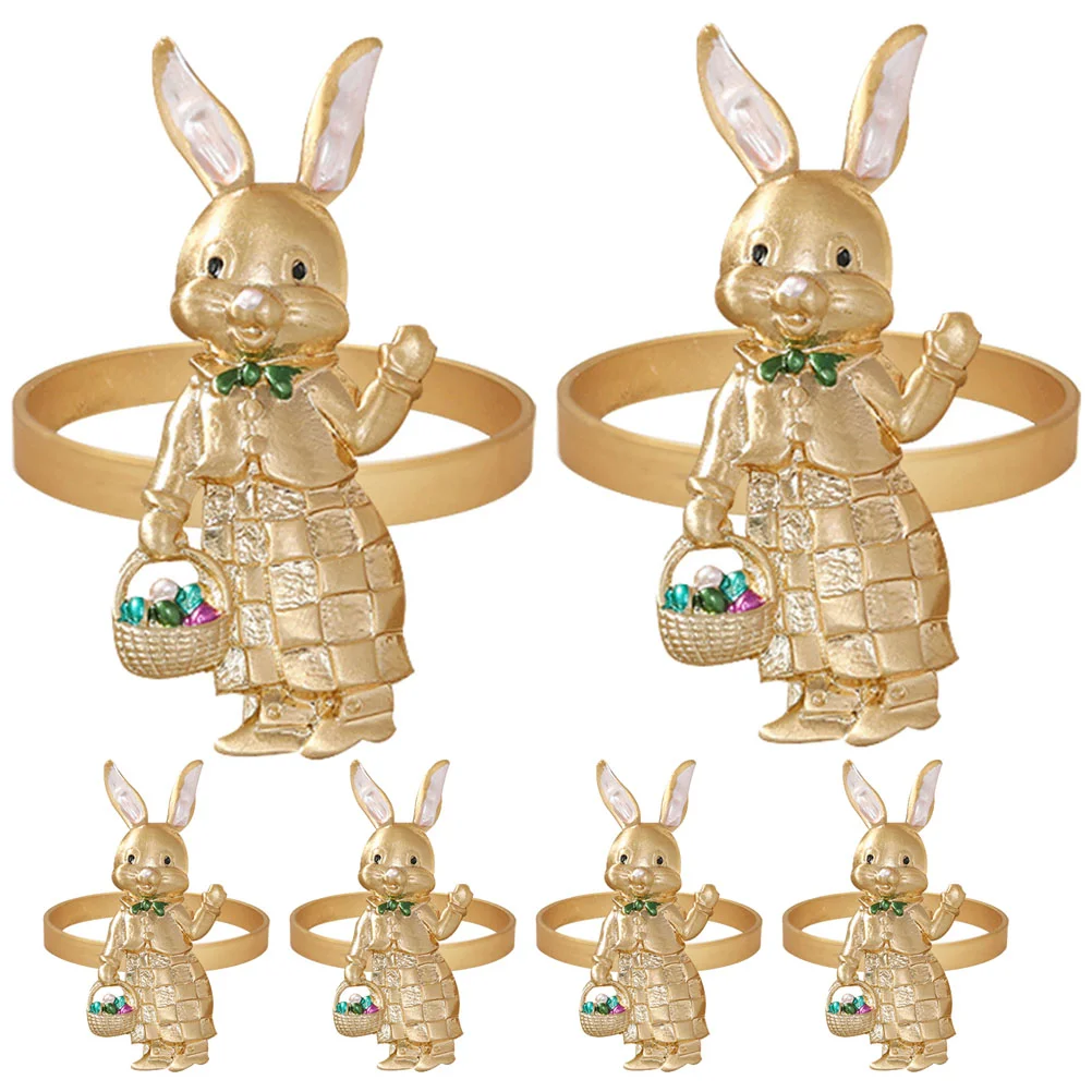 

6 шт., кольца для салфеток в форме кролика