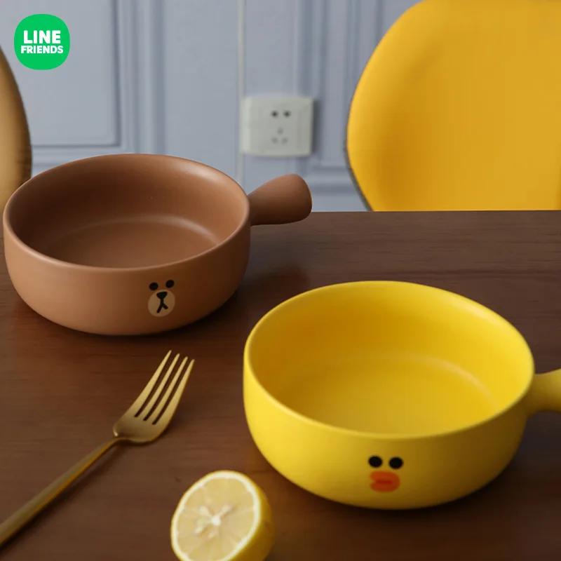 

Line Friends Brown Sally Cony Cartoon Ceramic Bowl Kitchen Tableware Dinner Plate Instant Noodle Bowl Chopstick Kitchen Supplies