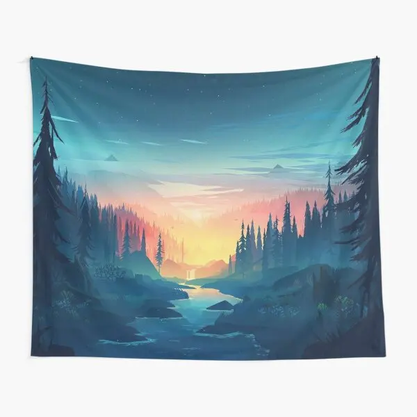 

Animated Night Forest Tapestry Towel Hanging Bedroom Yoga Art Living Home Beautiful Wall Bedspread Colored Mat Printed Room