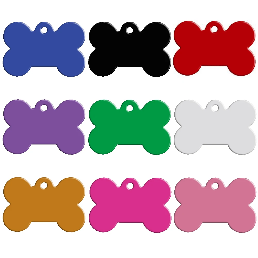 Wholesale 20 pcs Dog ID Tag Bone Shape Personalized Dog Pet Tags Customized Cat Pet Name Phone No. Tag Double Sides Accessories 