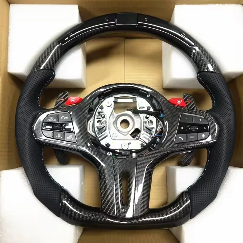 Фото Руль из углеродного волокна и кожи для BMW G01 F01 F20 F25 M3 M4 M5 M6 G30 G31 G20 F90 G Series, аксессуары для салона автомобиля. №1