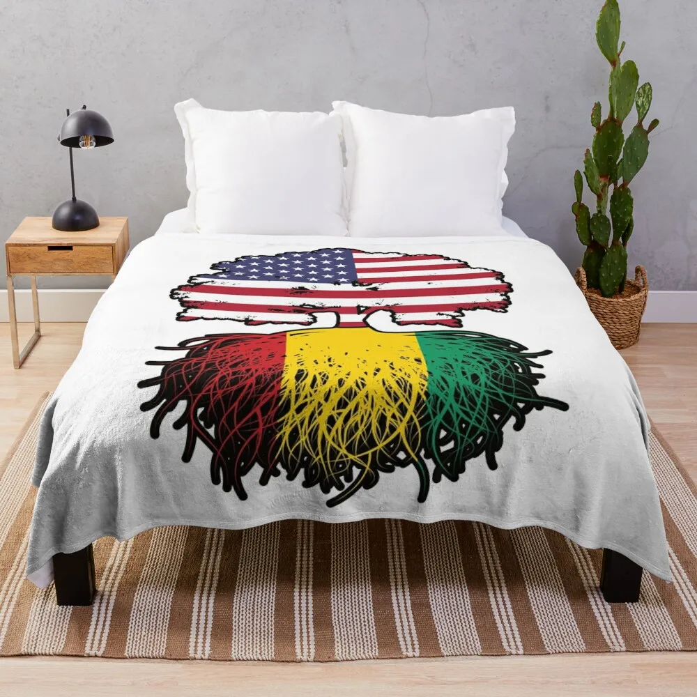 Гвинея американское США корни дерева флаг одеяло фланелевая ткань для младенцев