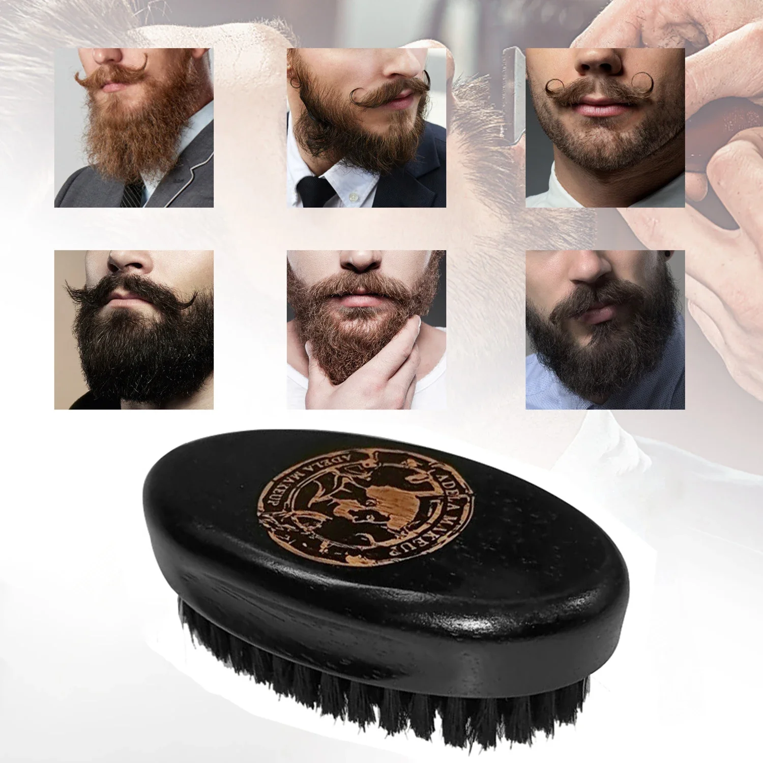 

Fur Hair Brush For Men Wild Boar Massage Barber Salon Facial Wood Cleaning Shave Tools Razor Brush With Handle Styling Accessory