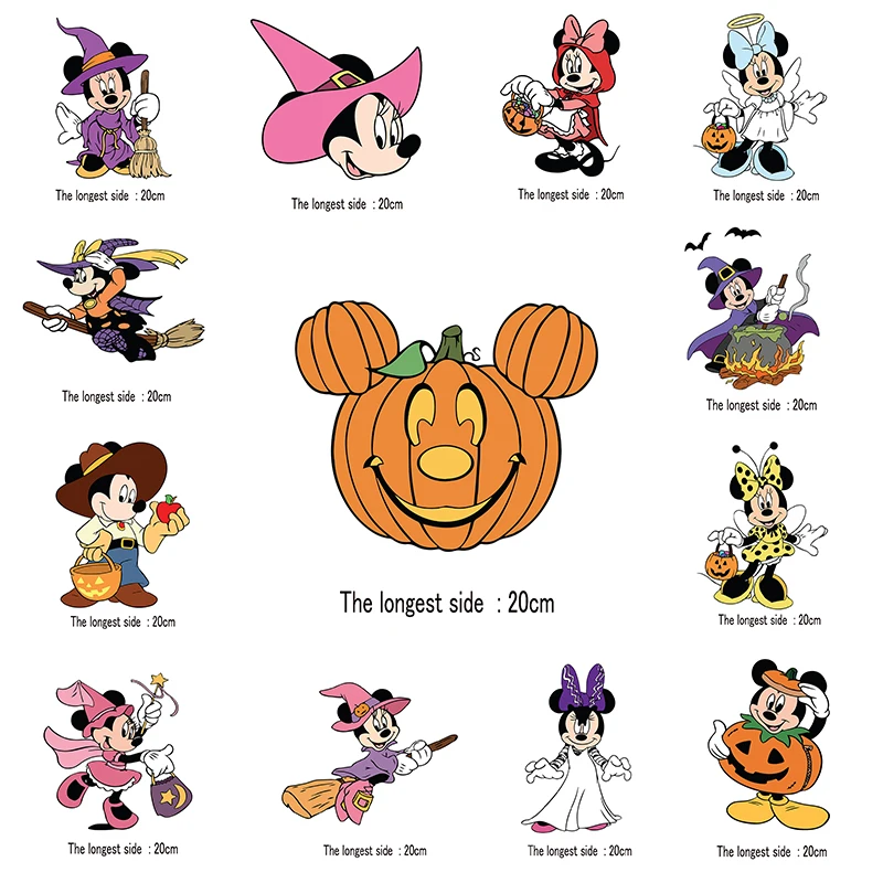 

Hallooween Disney Micky Heat Transfer Stickers Patches for Clothing T-Shirt Iron On Patches for Clothes for Boy Girl Accessories