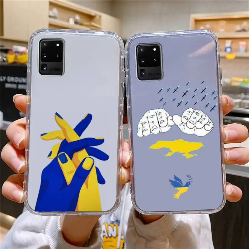 

Ukraine Flag Pattern Phone Case For Samsung Galaxy S10 S10e A70 Edge S22 S23 Plus Ultra Note10 Transparent Cove