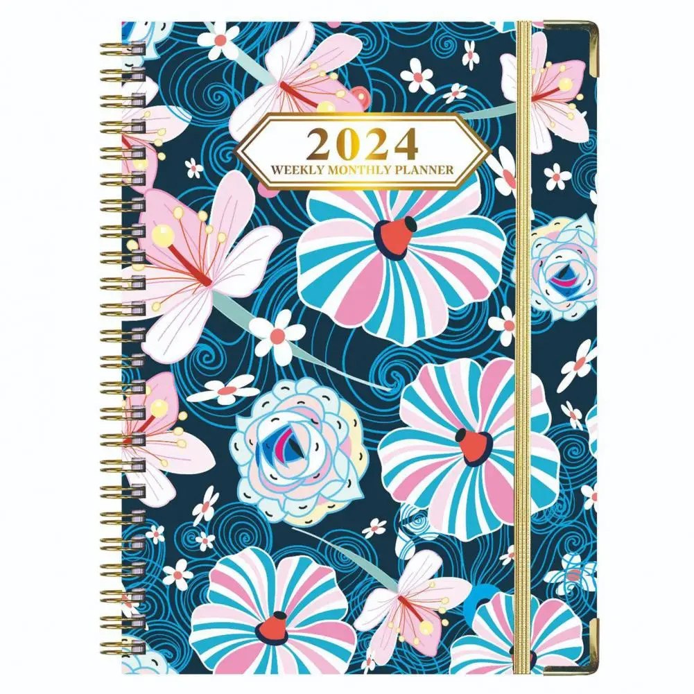 

Floral Print Notebook Exquisite Floral Patterned Planner Notebooks for Home School Office Durable Monthly Yearly Planners