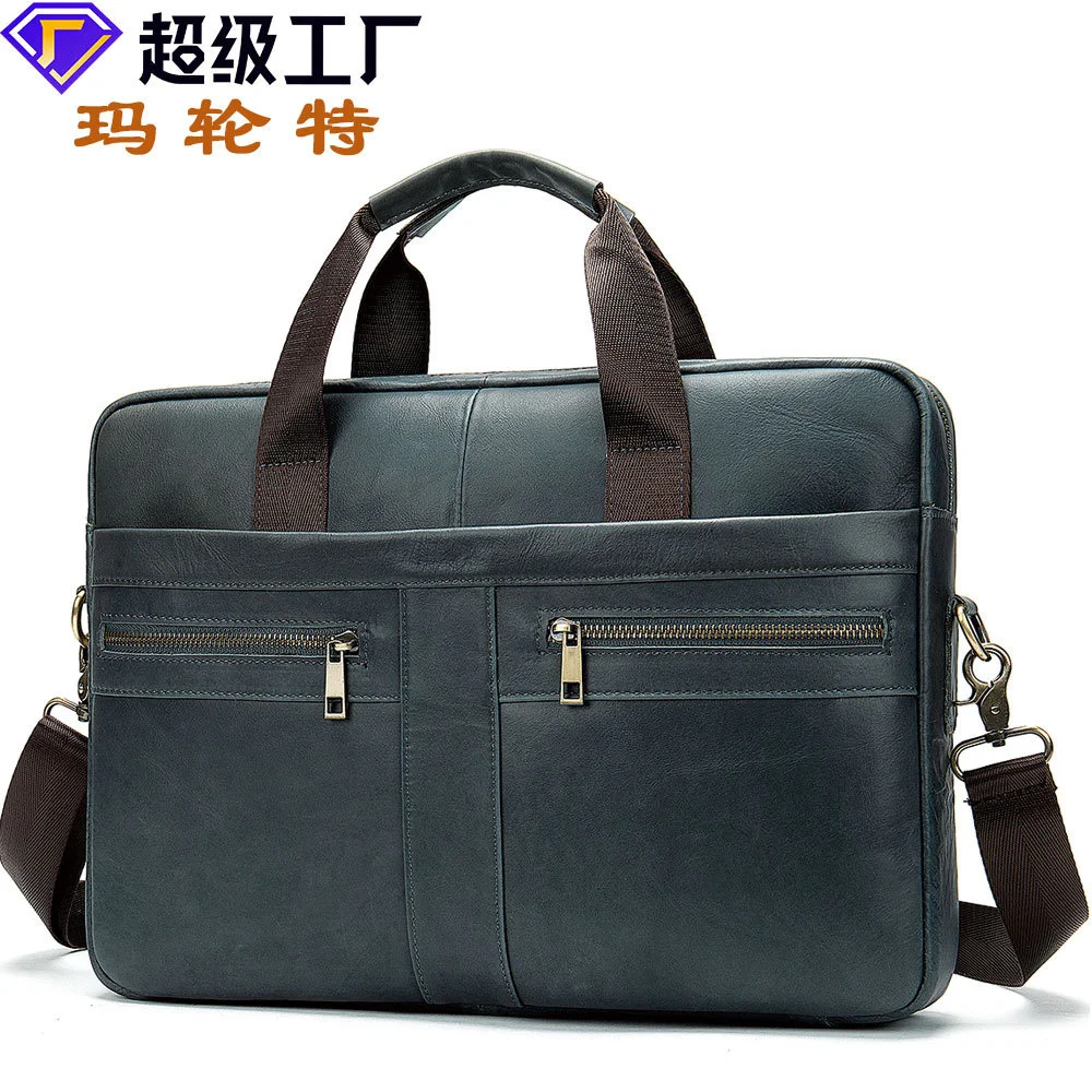 

Malunte Straight Men's Bag leather business briefcase Cow handbag