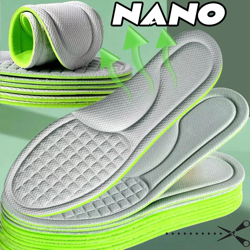 

1/2pairs Unisex Nano Memory Foam Insoles Sweat-Absorbing Sports Running Shoes Inserts Soft Deodorant Orthopedic Pads Cushion