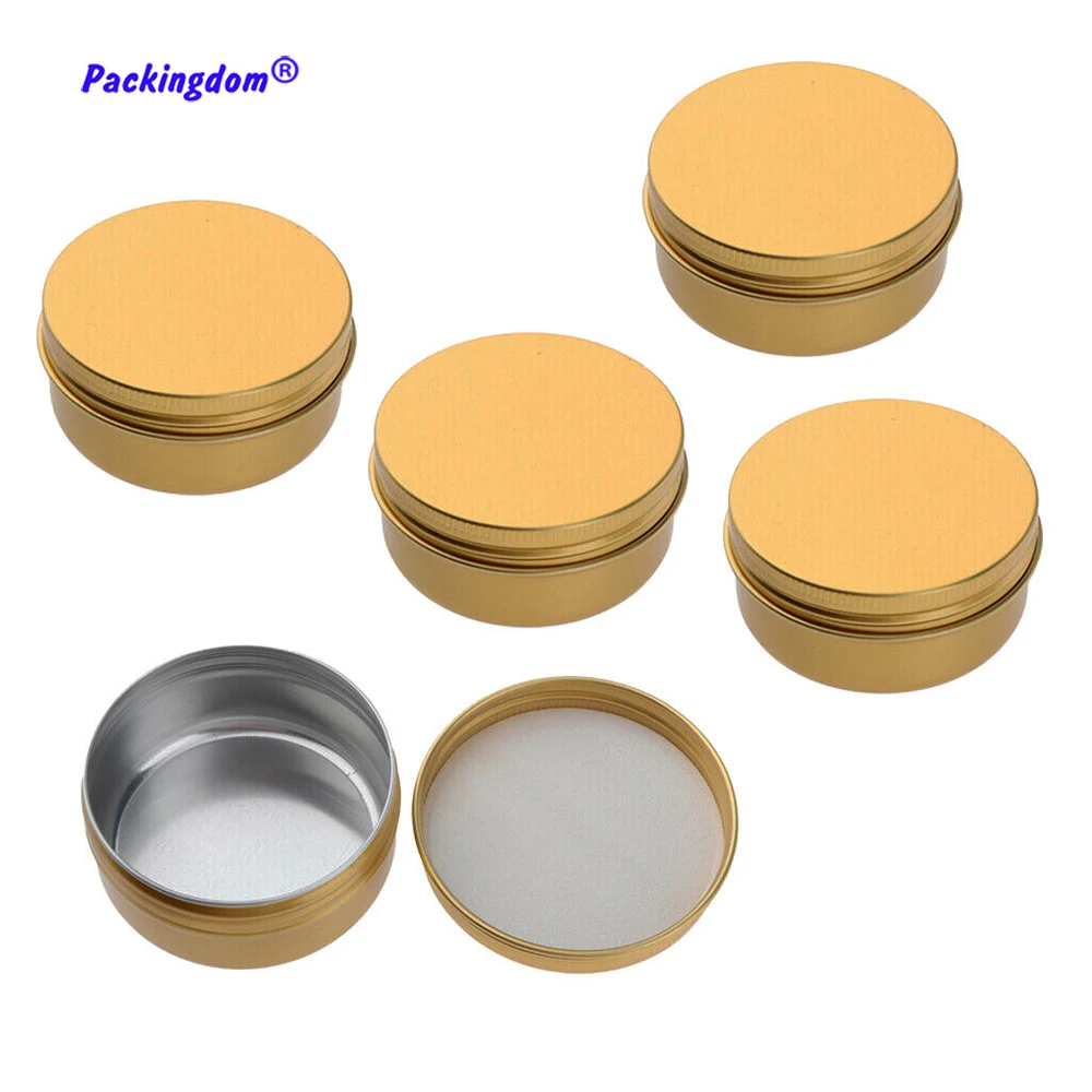 50pcs Screw Lids Aluminum Tin Empty Metal Box Container Cream Jar Cans Round for Cosmetics Lip Balm 5g 10g 15g 30g 50g 60g 80g