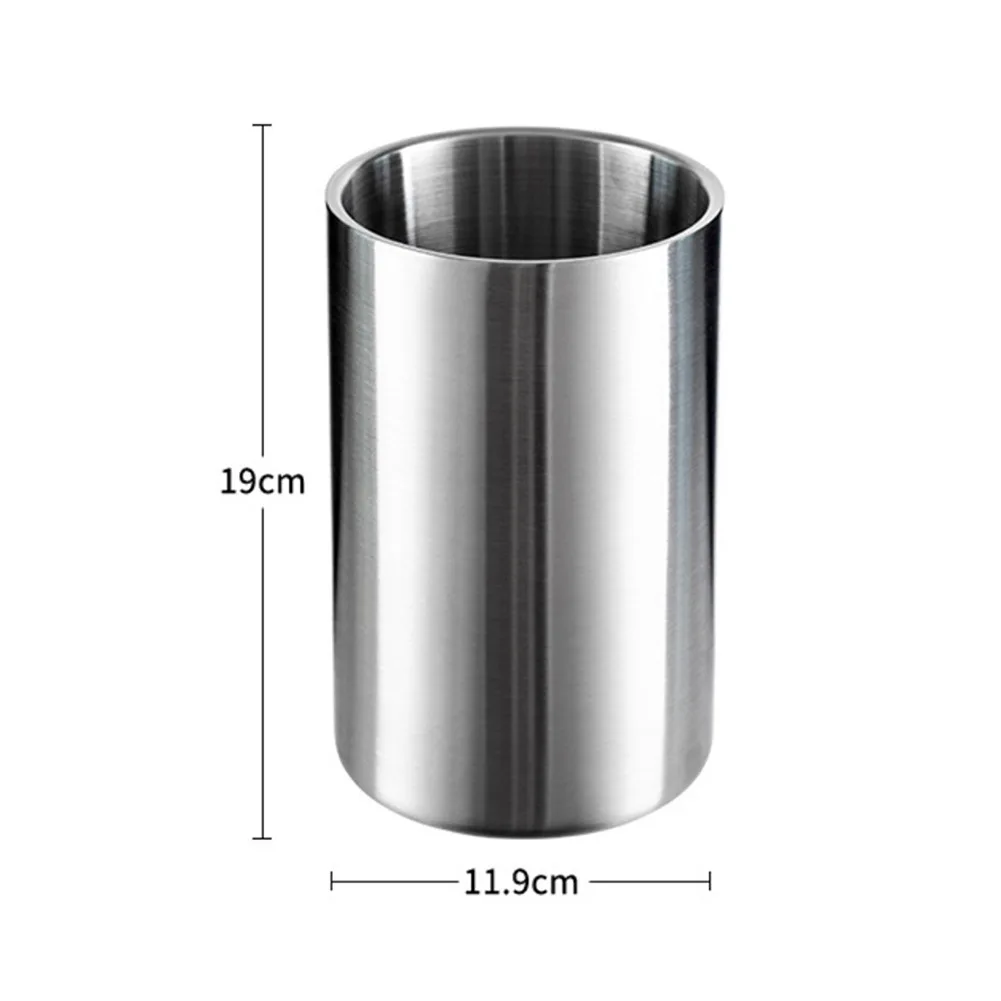 

Ice Barrel Ice Bucket Bar Accessories Household Stainless Steel 19cm*12cm Double-wall Champagne Barrel Brand New