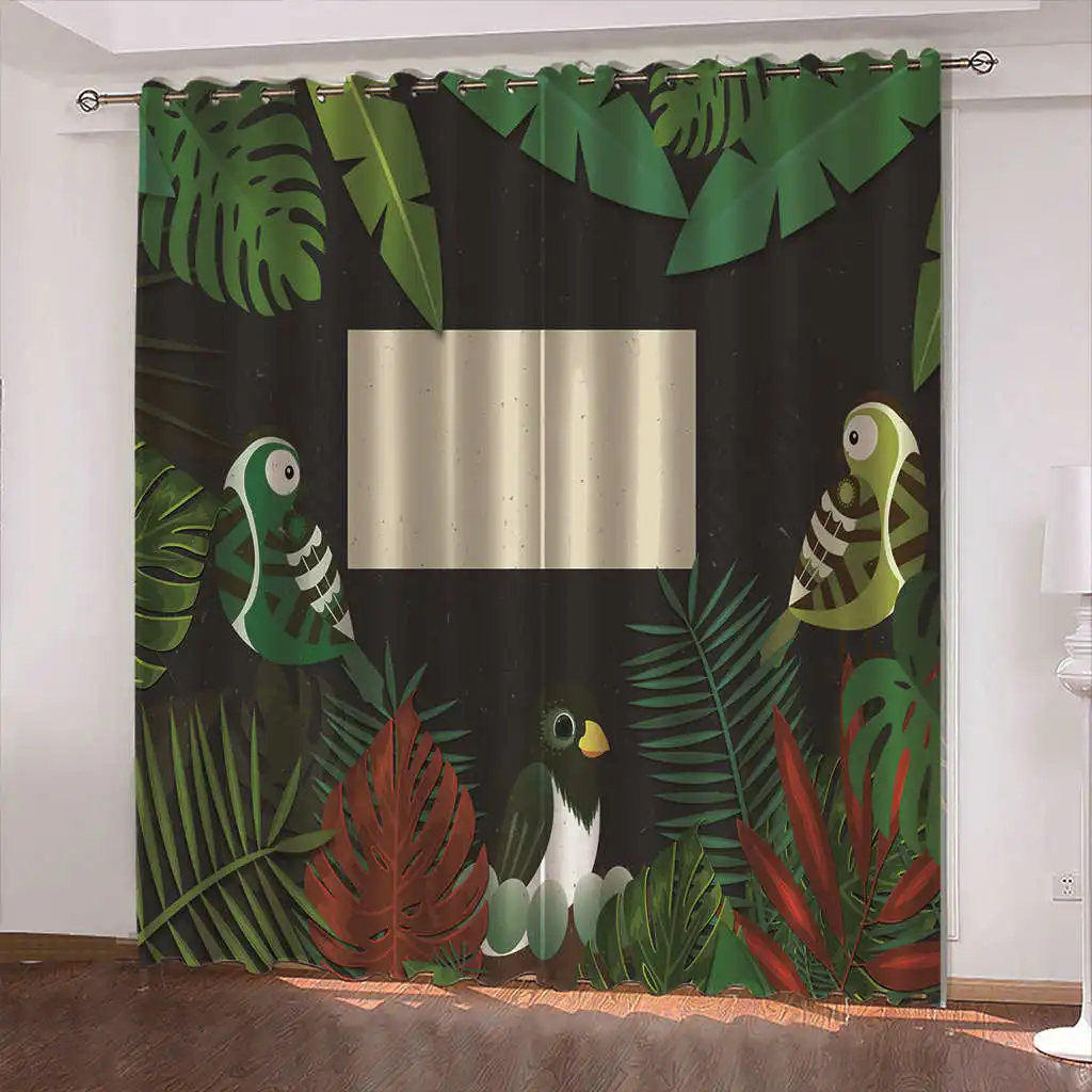 Занавеска с принтом зеленых листьев затемняющие занавески разделением для