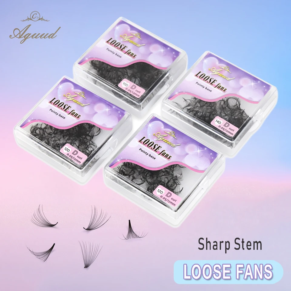 

Искусственные ресницы для наращивания AGUUD, тонкие заостренные базовые готовые узкие вееры, средний тонкий узкий стержень, русский объем, ре...