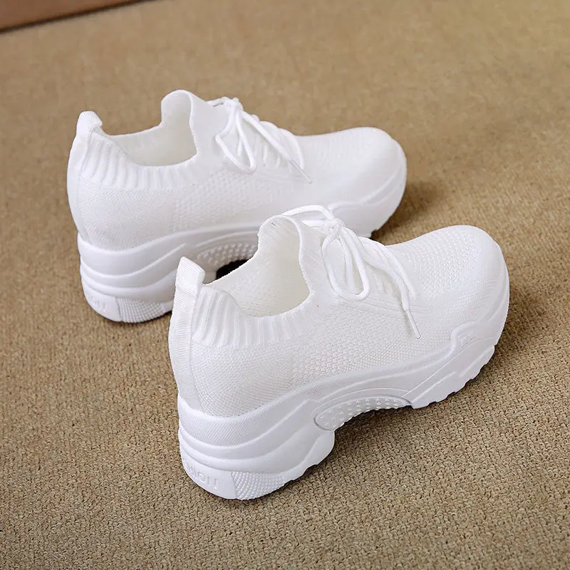 

2022 New Women Platform Sneakers Summer Breathable Casual Sneakers Height Increasing White Shoes Running Shoes Ladies Fashion