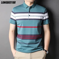 top grade 95 cotton brand designer summer trendy polo shirt men design striped short sleeve casual fashions men clothes