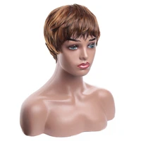 amir synthetic short pixie cut wigs straight bob wig black wigs with bangs for women heat resistant wavy hair wigs cosplay