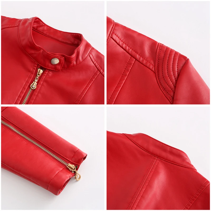 Kenntrice New Fashion Women Jacket PU Leather Short Outwear Female Stand Collar Casual Streetwear Clothes Cropped Top