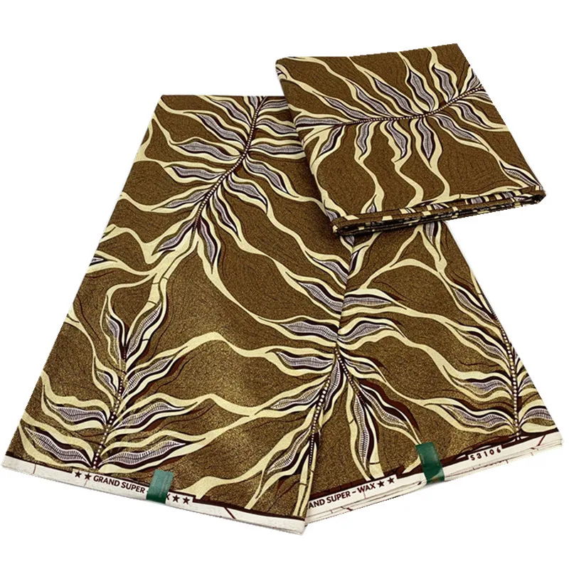 

2023 Newest Grand 100% Cotton African Gold Wax Fabric High Quality Wax Print Ankara Fabric For Sewing 6 yards Women Fabric 9A039