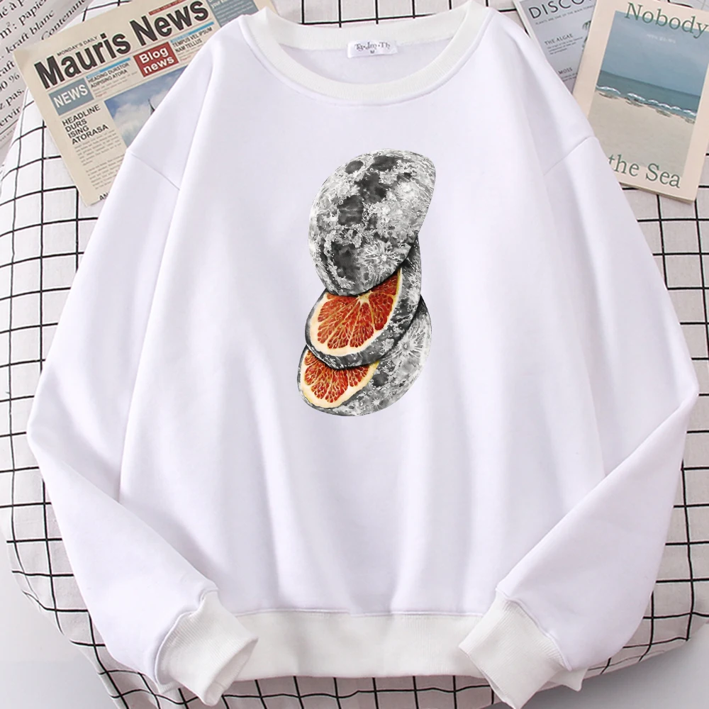 Planet Fruit Orange Slices Printed Hoodie Male Hip Hop Loose Hoody Fashion Casual Sweatshirt Autumn Soft Fleece Tops Unisex