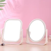 desktop makeup mirror european simple double sided rotating dressing mirror round square desktop folding portable