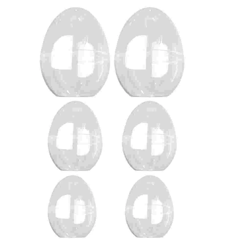 

6pcs Clear Plastic Fillable Ornaments Egg- Shaped Craft Box Party Decoration Plastic Eggs Basket Filler Stuffer