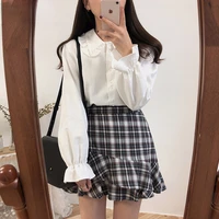 long flare sleeve blouses women peter pan collar preppy style students sweet teens leisure sun proof chic retro simple all match