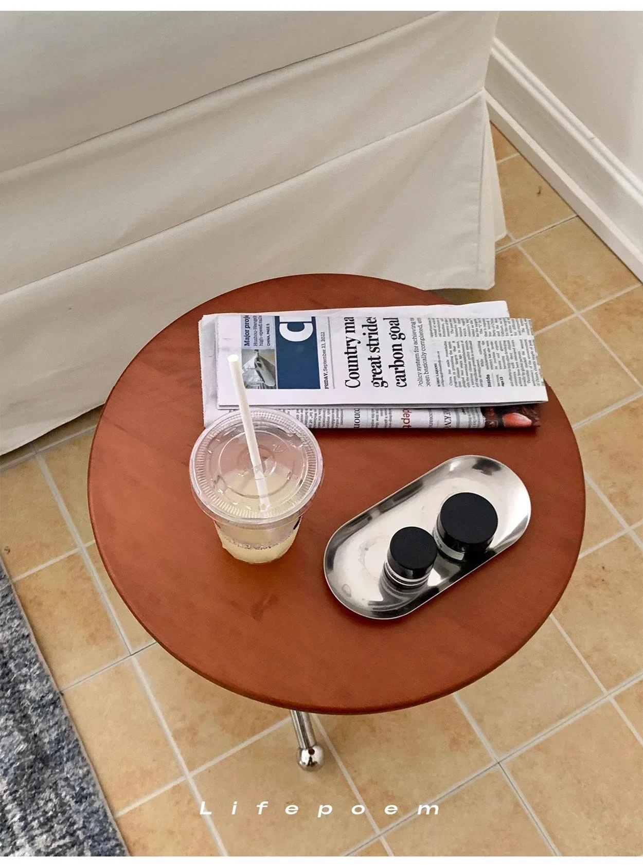 Круглый металлический приставной столик мебель для гостиной стеллаж хранения