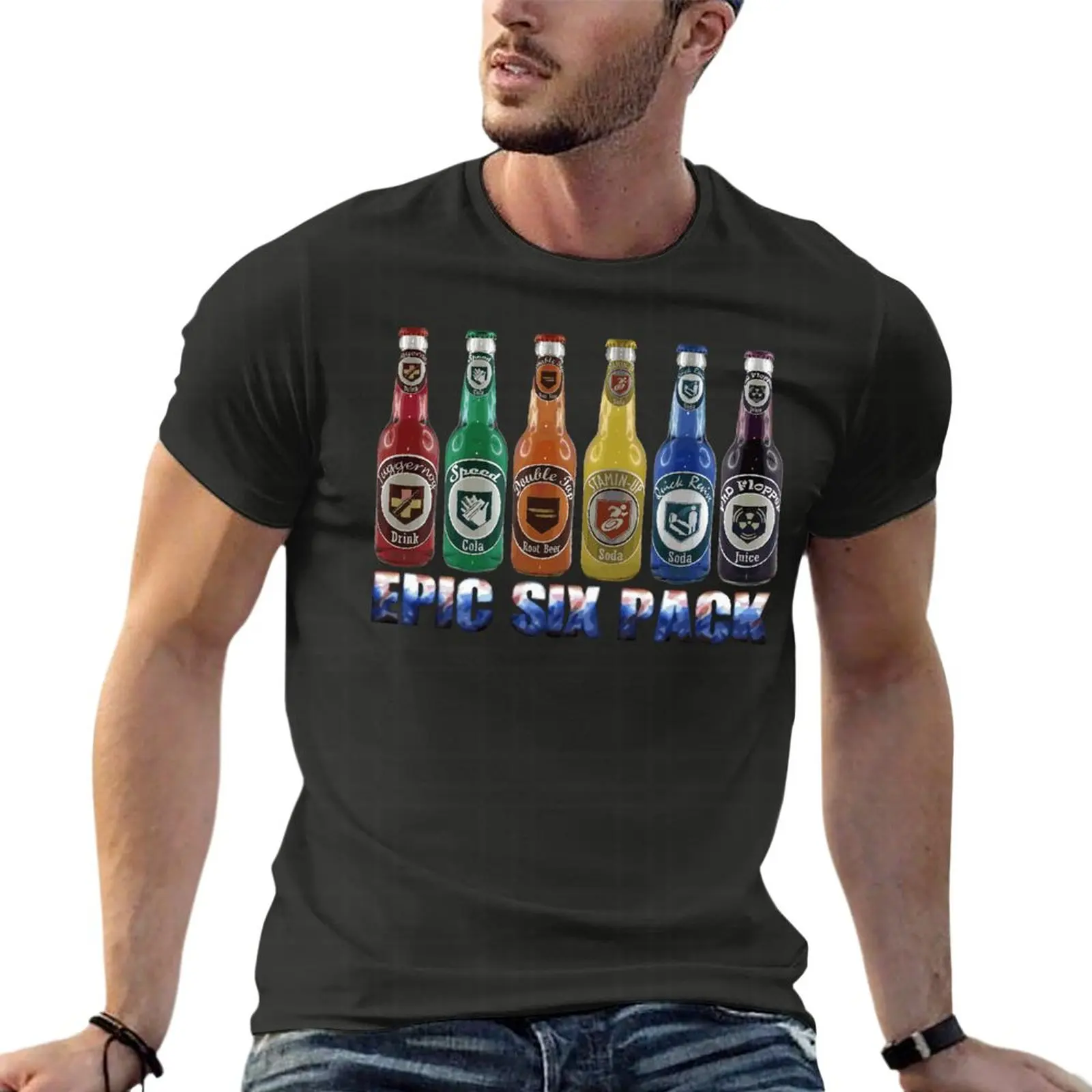 

Perk-A-Cola Epic Six Pack Video Game Oversized T Shirts Printed Men'S Clothing Short Sleeve Streetwear Plus Size Top Tee