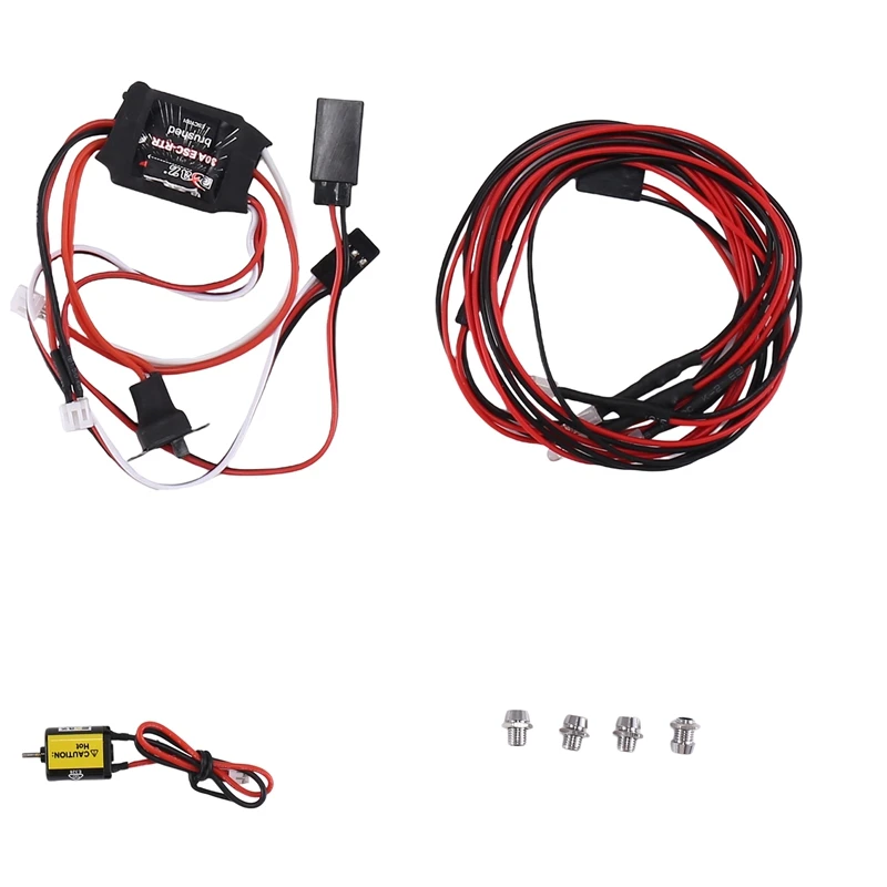 

HOT-030 88T Brushed Motor & 30A ESC & 2 White 2 Red LED Light For Axial SCX24 1/18 1/24 1/28 1/32 RC Car Upgrades Parts