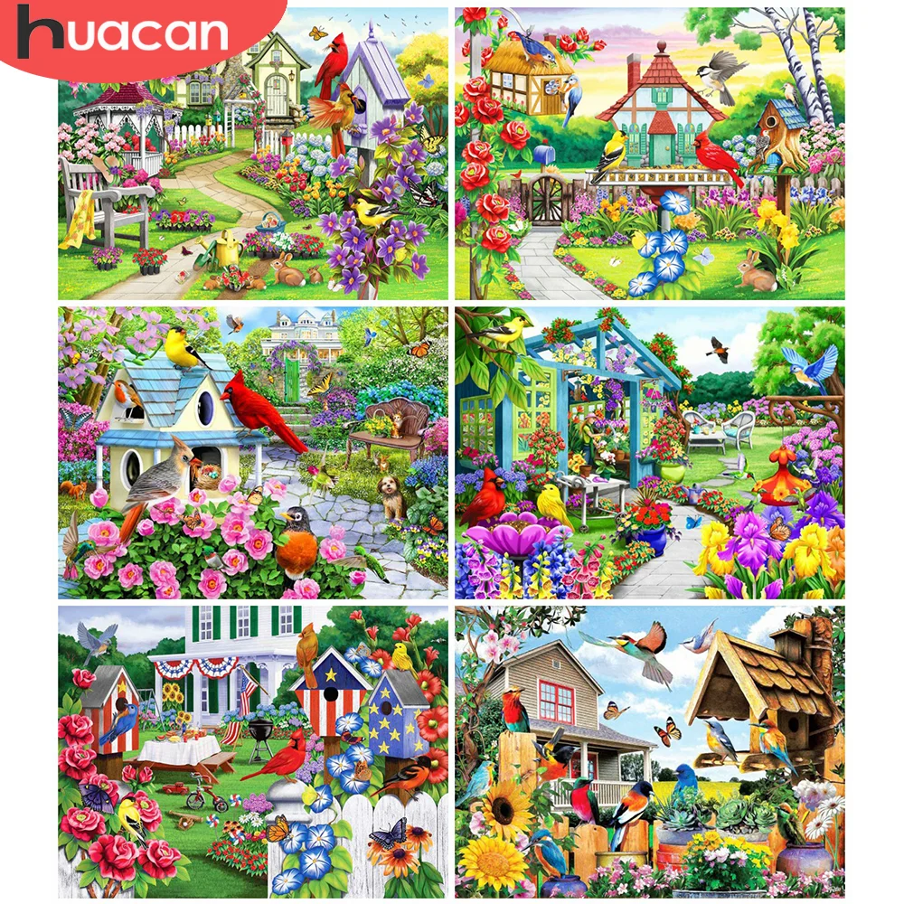 

HUACAN пейзаж алмазная живопись дом Бриллиантовая вышивка мозаика птица цветок украшение дома искусство сделай сам