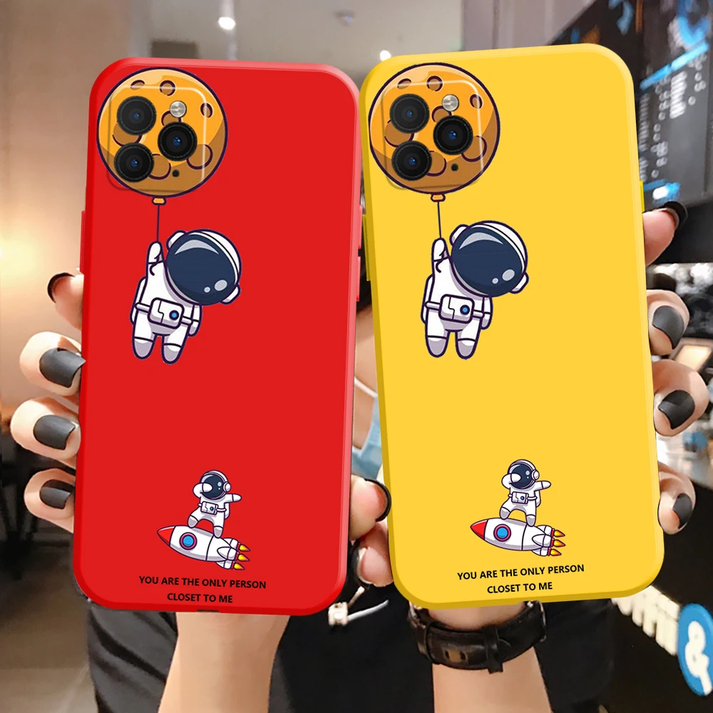 

Cute Astronaut Phone Case For iPhone 11 12 13 Pro MAX 6 6S 7 8 Plus XS 12 13 Mini X XR SE 2020 Soft TPU Colorful Cases Funda