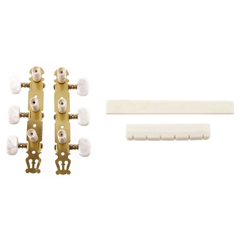 

1 Set Classical Guitar Tuning Keys Pegs Machine Heads Tuner With 6 String Classical Guitar Bone Bridge Saddle And Nut