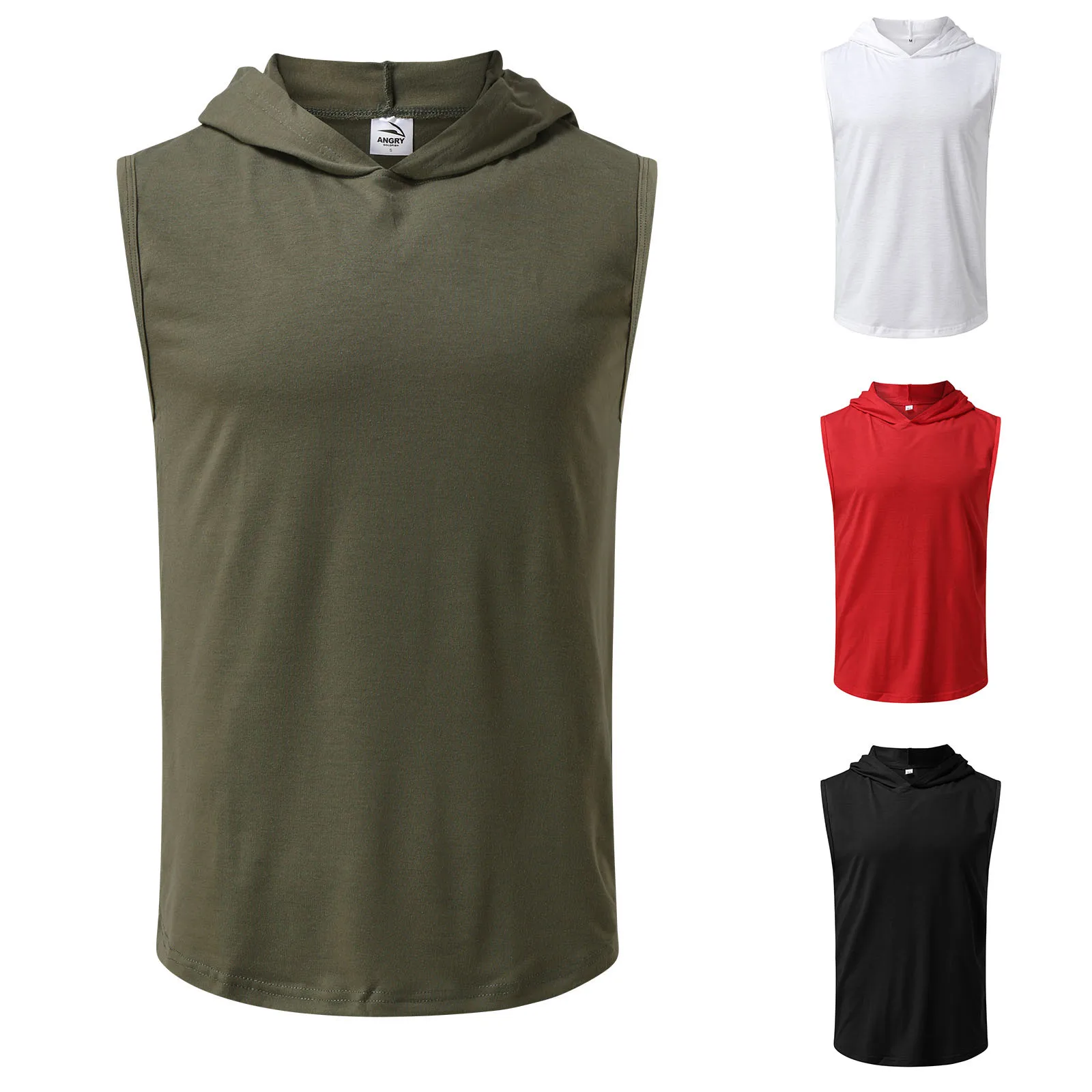 

Solid Gyms Clothing Mens Bodybuilding Hooded Tank Top Cotton Sleeveless Vest Sweatshirt Fitness Workout Sportswear Tops Male