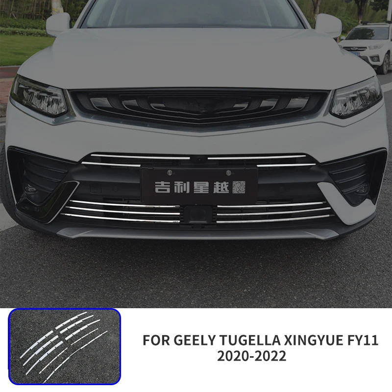 For Geely Tugella Xingyue FY11 2020-2022 Middle Net  Car Accessories Stainless Steel Stickers Exterior Automobiles Parts
